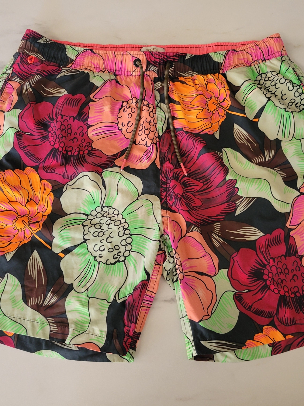 Scotch & Soda Mens Retro Floral Swim Trunks Size L